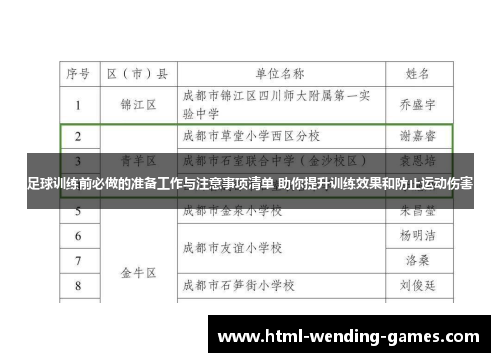 足球训练前必做的准备工作与注意事项清单 助你提升训练效果和防止运动伤害